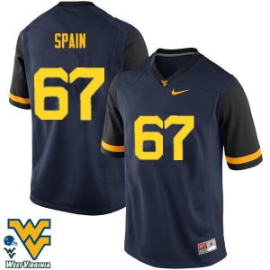 Men's West Virginia Mountaineers NCAA #67 Quinton Spain Navy Authentic Nike Stitched College Football Jersey UX15D81YS